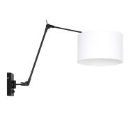 Zwarte wandlamp Prestige Chic 8118ZW met wit fijn linnen kap