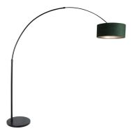 Zwarte vloerlamp / booglamp Sparkled Light 8127ZW met groen velours kap