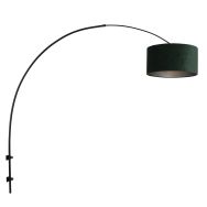 Black arc wall lamp Sparkled Light 8139ZW with green velvet shade