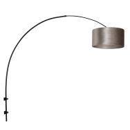 Black arc wall lamp Sparkled Light 8140ZW with gray velvet shade