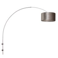 Staalkleurige boog / wandlamp Sparkled Light 8146ST met grijs velours ton kap