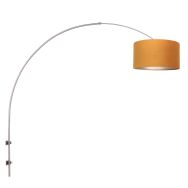 Stahlfarbene Bogenwandleuchte Sparkled Light 8147ST mit goldenem Samtschirm