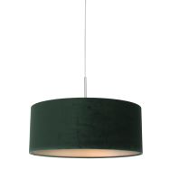 Steel-colored hanging lamp Sparkled Light 8148ST with green velvet shade