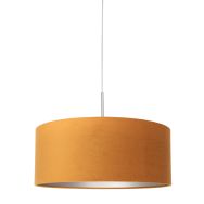 Staalkleurige hanglamp Sparkled Light 8150ST met goud velours kap