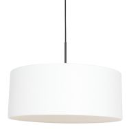 Zwarte hanglamp Sparkled Light 8154ZW met wit grof linnen kap