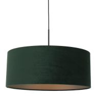 Zwarte hanglamp Sparkled Light 8156ZW met groen velours kap