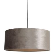 Black hanging lamp Sparkled Light 8157ZW with gray velvet shade