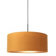 Zwarte hanglamp Sparkled Light 8158ZW met goud velours kap