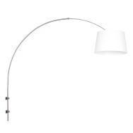 Staalkleurige boog / wandlamp Sparkled Light 8197ST met wit linnen taps toelopende kap