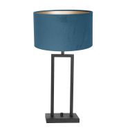 Black table lamp Stang 8215ZW with rotary switch and blue velvet shade