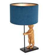 Goud met zwarte tafellamp Animaux 8229ZW met fluweel blauw kleurige kap