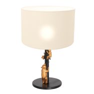 Gold with black table lamp Animaux 8230ZW with white linen shade