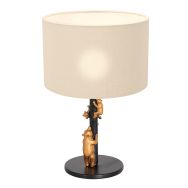 Gold with black table lamp Animaux 8232ZW with white linen shade