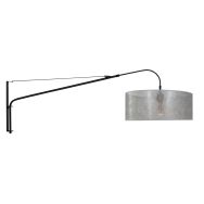 Zwarte wandlamp Elegant Classy 9322ZW met zilver-Sizoflor kap