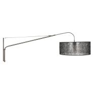 Staalkleurige wandlamp Elegant Classy 9325ST met Sizoflor zwarte kap