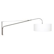 Staalkleurige wandlamp Elegant Classy 9326ST met wit fijn linnen kap