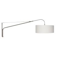 Staalkleurige wandlamp Elegant Classy 9328ST met wit grof linnen kap