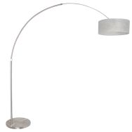 Staalkleurige vloerlamp booglamp Sparkled Light 9680ST met sizoflor Zilver kap