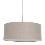 Staalkleurige hanglamp Sparkled Light 9890ST met grijs linnen kap